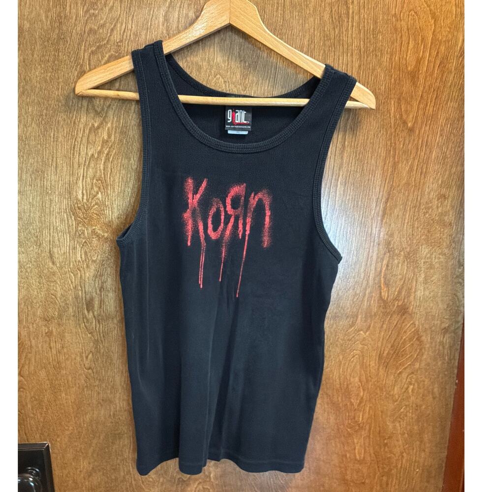 Vintage Giant Korn Ribbed Black Tank Top Womens XL